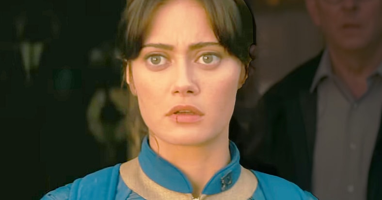 Lucy (Ella Purcel) is shocked by Cooper's (Walton Goggins) savagery in Fallout (2024), Amazon Prime Studios