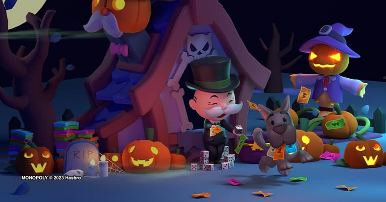 Rich Uncle Pennybags celebrates Halloween in Monopoly Go (2023), Scopely