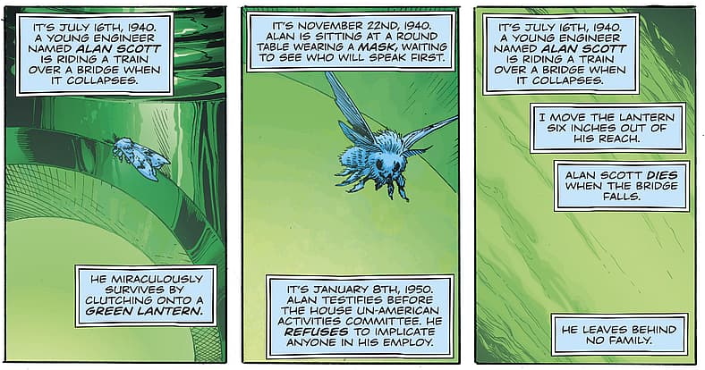 Doctor Manhattan recalls manipulating Alan Scott's history in Doomsday Clock Vol. 1 #7 (2018), DC