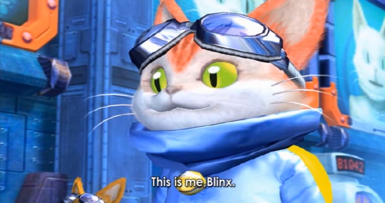 Blinx introduces himself to the player in the opening cutscene for Blinx: The Time Sweeper (2002), Artoon