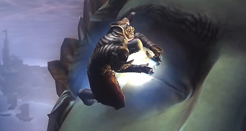 Kratos fights the Colossus of Rhodes in God of War II (2007), Sony Santa Monica Studios