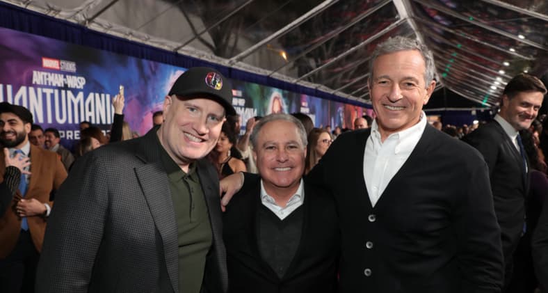 Kevin Feige, Alan Bergman and Bob Iger attend the Ant-Man and The Wasp Quantumania World Premiere at the Regency Village Theatre on Monday, February 6, 2023 in Westwood, CA.
