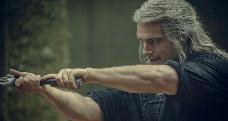 Geralt (Henry Cavill) draws his blade in The Witcher Season 3 Episode 4 "The Invitation" (2023)