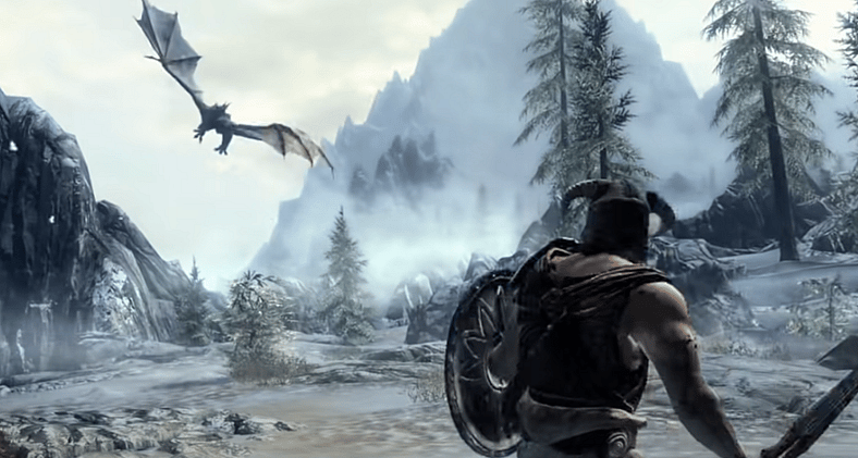 The Dragonborn readies for battle in The Elder Scrolls V: Skyrim (2011), Bethesda Softworks