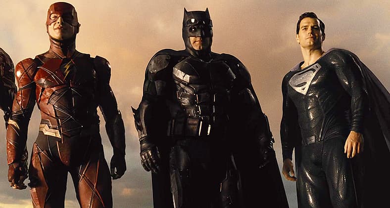 Flash, Batman, Superman stand over Darkseid in Zack Snyder's Justice League (2021), Warner Bros