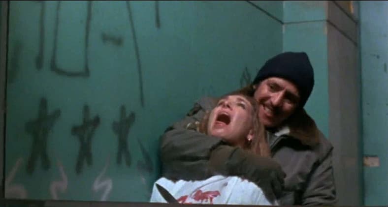 Nurse (Kelly Piper) regrets not accepting a ride home in Maniac (1980), Analysis Film Releasing