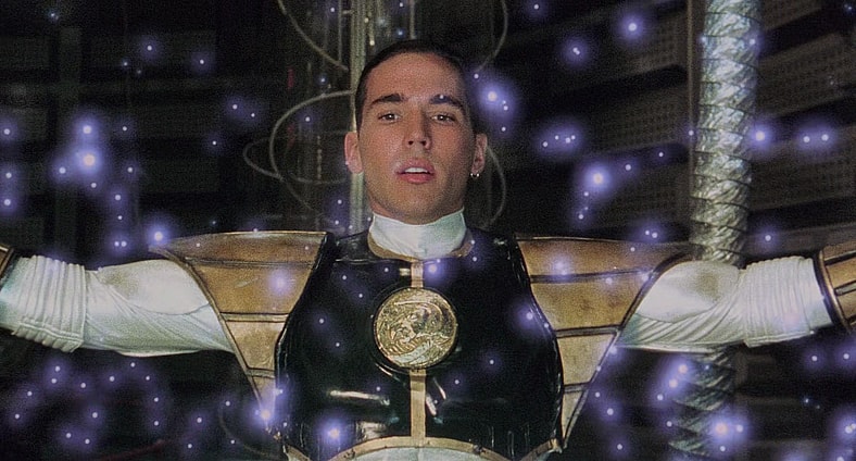 Tommy (Jason David Frank) joins with the other Rangers in giving his life force to revive Zordon in Mighty Morphin Power Rangers: The Movie (1995), Saban Entertainment via Blu-ray