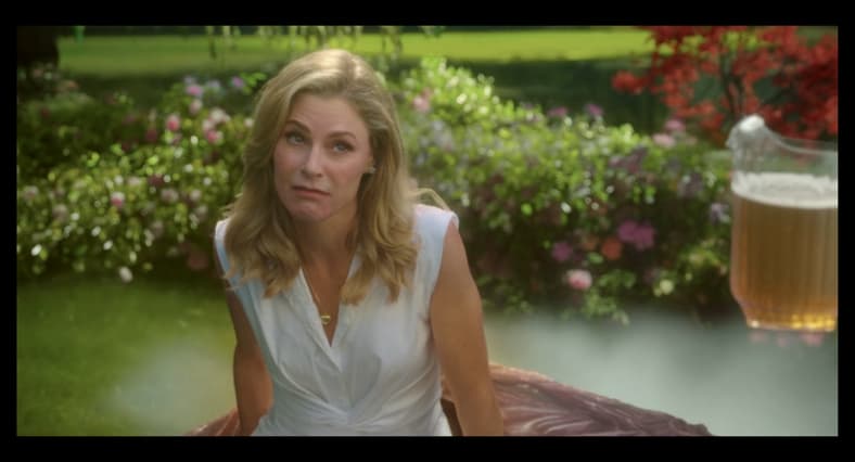 Virginia (Julia Bowen) has some words of encouragement for Happy (Adam Sandler) in Happy Gilmore 2 (2025), Netflix