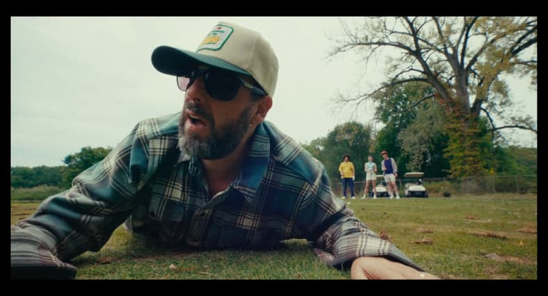 Happy (Adam Sandler) fails to do his iconic swing in Happy Gilmore 2 (2025), Netflix