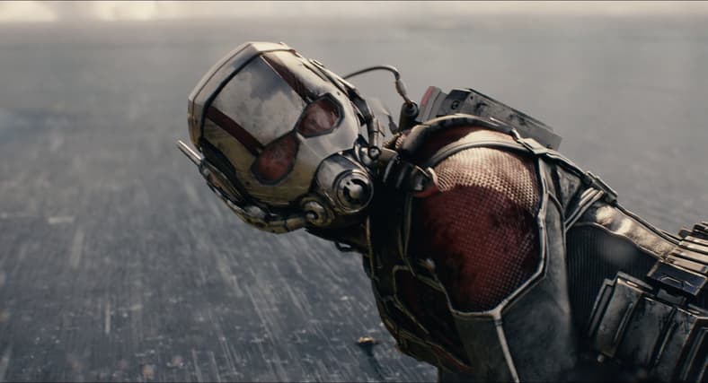 Hank Pym (Michael Douglas) watches on as Janet van Dyne (Michelle Pfieffer) readies to sacrifice herself in Ant-Man (2015), Marvel Entertainment