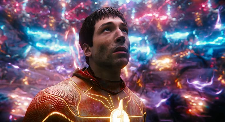 Barry Allen (Ezra Miller) watches Multiverse collapse in The Flash (2023), Warner Bros. Discovery