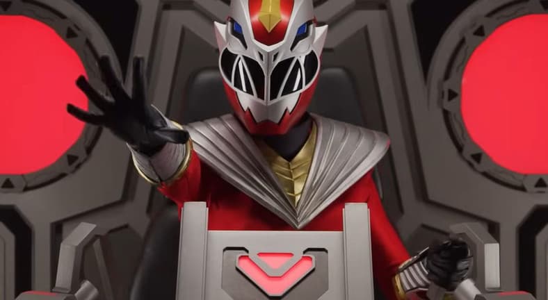 Amelia (Hunter Deno) summons the Cosmic Fury Megazord in Power Rangers Cosmic Fury (2023), Netflix