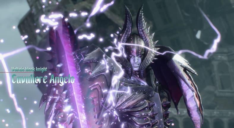 Cavaliere Angelo (Jamison Boaz) impedes Dante's (Reuben Langdon) path in Devil May Cry 5 (2019), Capcom