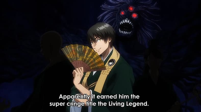 Kiyomi Urusugawa (Fairouz Ai) discusses Yoimaru Azaki (Takuya Satou) in Dead Account Episode 5