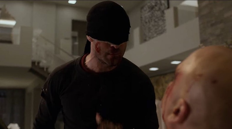 Matt Murdock (Charlie Cox) puts an end to the Kingpin's (Vincent D'Onofrio) reign in Daredevil Season 3 Episode 13 "A New Napkin" (2015), Marvel Entertainment