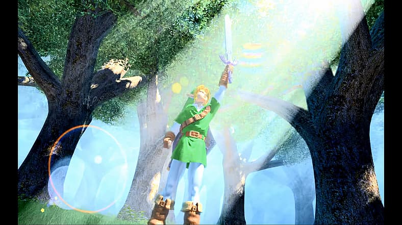 Link prepares to write his part in Soulcalibur II (2002), Namco