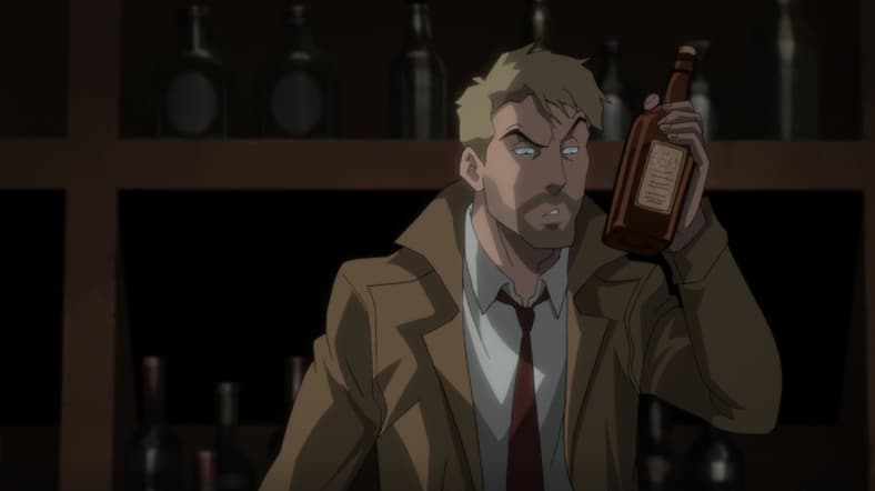 John Constantine (Matt Ryan) drunk at a pub in Justice League Dark: Apokolips War (2020), Warner