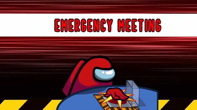 A crewmate calls an Emergency Meeting in Among Us (2018), Innersloth