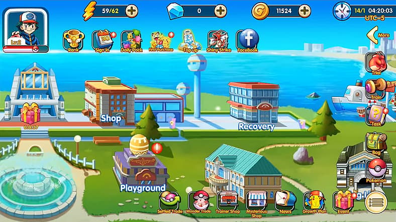 Pallet Town in menu screen in Pocket Monster: Remake (2015)
