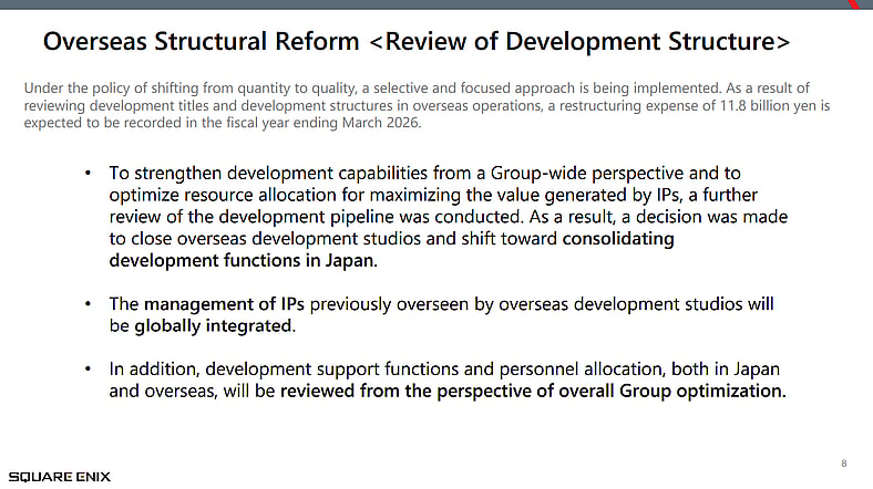Progress Report on the Medium-Term Business Plan (FY2025/3-FY2027/3) via Square Enix Holdings