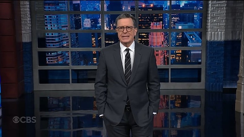Stephen Colbert arrives on The Late Show, 2026, CBS via YouTube