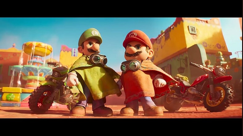 Luigi (voiced by Charlie Day) and Mario(voiced by Chris Pratt) looking dusty on their new adventure in The Super Mario Galaxy Movie, 2026, Illumination/Nintendo