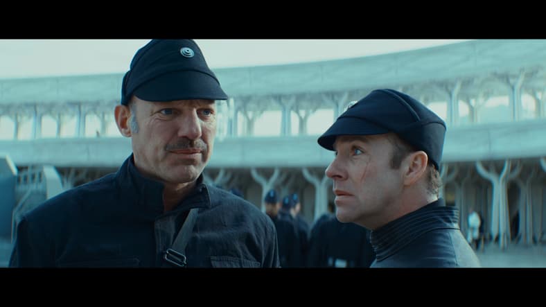 Captain Kaido (Jonjo O'Neill) is unimpressed with the latest batch of Imperial recruits in Andor Season 2 Episode 7 "Messenger" (2025), Lucasfilm