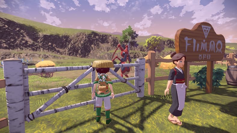 The player looks out on their Pokémon in the ranch in Pokemon Legends: Arceus (2022), Nintendo