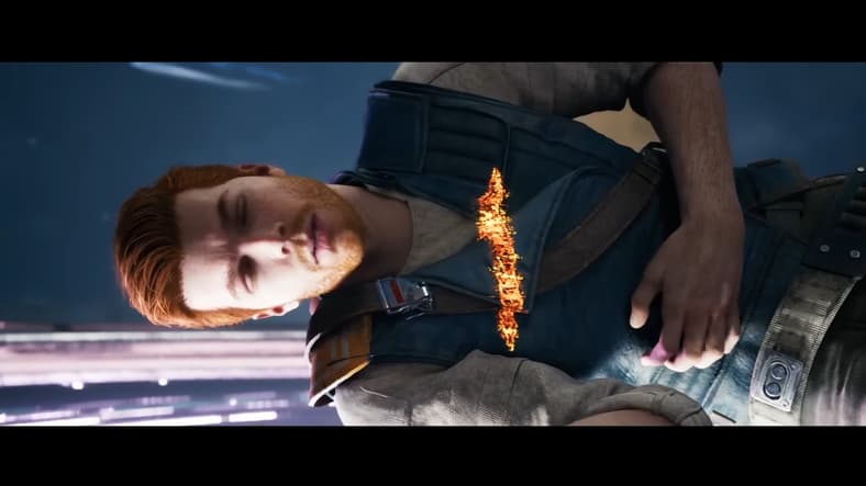 Cal Kestis (Cameron Monaghan) takes lightsaber slash to chest in Star Wars Jedi: Survivor (2023)