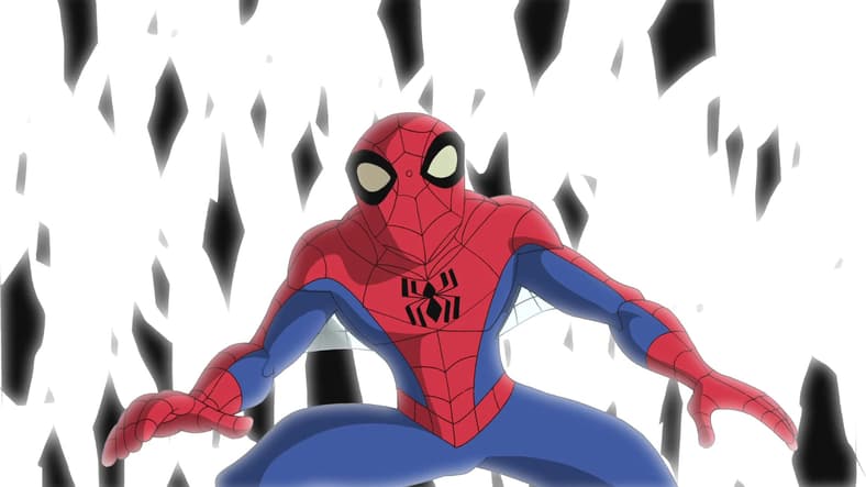 Peter Parker (Josh Keaton) breaks free from the Venom symbiote's hold in The Spectacular Spider-Man Season 1 Episode 12 "Intervention" (2008), Marvel Entertainment