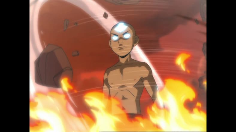 Aang (Zach Tyler Eisen) unleashes Avatar state in Avatar: The Last Airbender Season 3 Episode 21