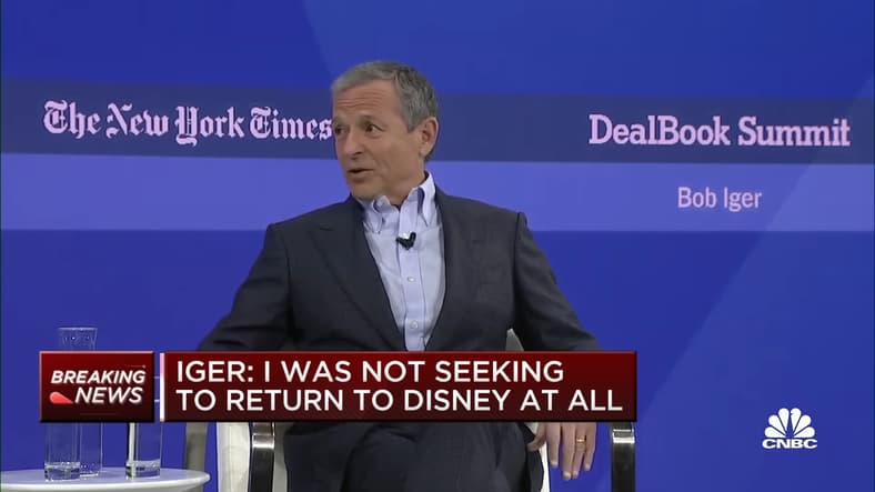 Bob Iger discusses returning to Disney during DealBook 2023 Summit with Andrew Ross Sorkin