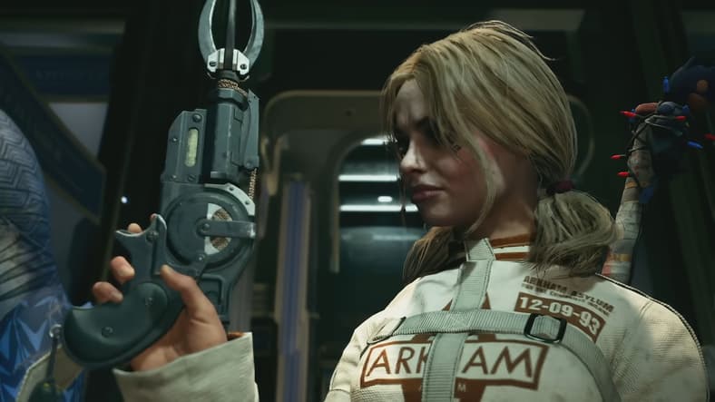 Harley Quinn (Tara Strong) takes one of Batman's toys in Suicide Squad: Kill the Justice League