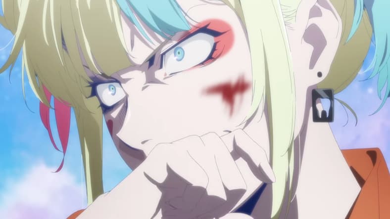 Harley Quinn (Anna Nagase) gets serious in Suicide Squad ISEKAI (2023), Warner Bros. Japan