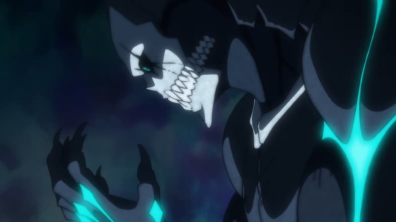 Kafka contemplates his kaiju-based existence in Kaiju No. 8 (2023), Production I.G.