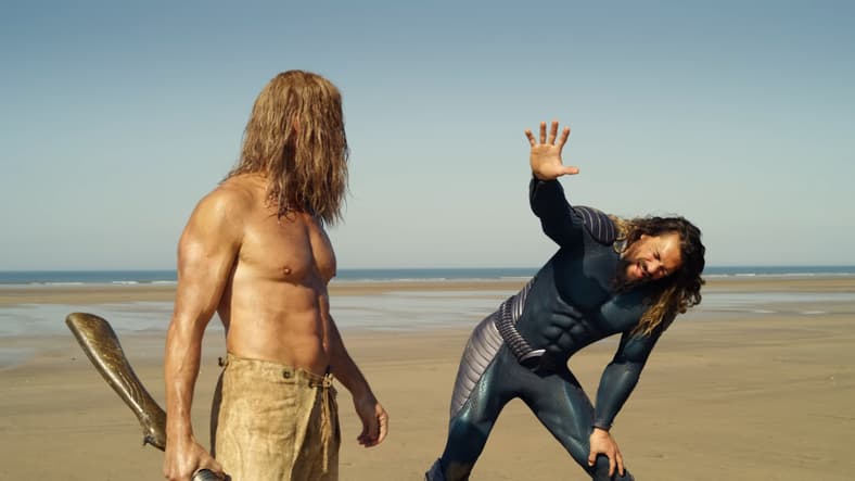 Arthur is impressed with Orm's fighting skills in Aquaman and the Lost Kingdom (2023), Warner Bros