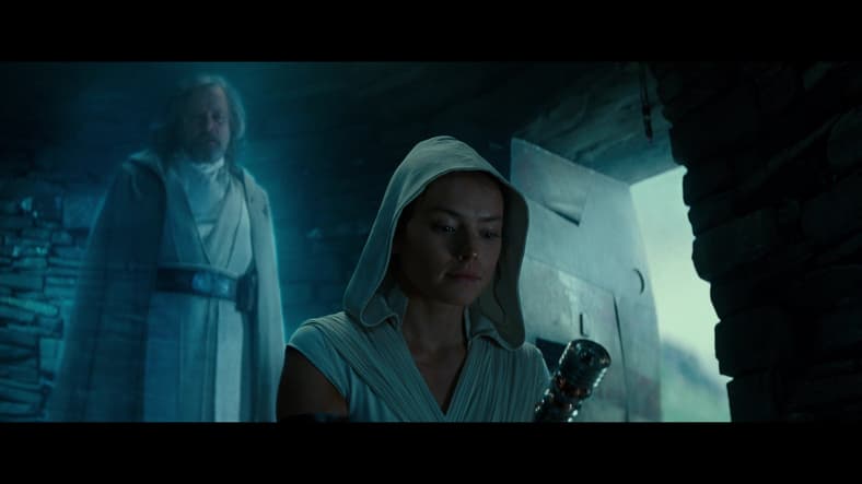 Luke Skywalker teaches Rey in Star Wars Episode IX: The Rise of Skywalker (2019), Disney