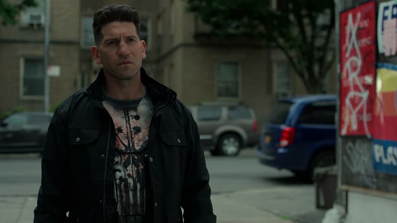 Jon Bernthal as The Punisher stands his ground in The Punisher Season 2 Episode 9, Marvel