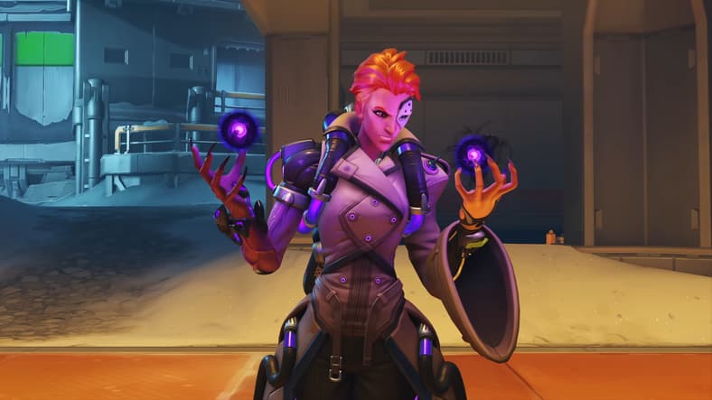 Moira (Genevieve O'Reilly) finds her powers going out of flux in Overwatch 2 (2022), Activision