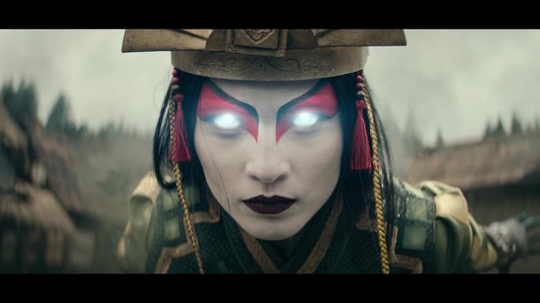 Aang (Gordon Comier) channels Avatar Kiyoshi (Yvonne Chapman) in Avatar: The Last Airbender Season
