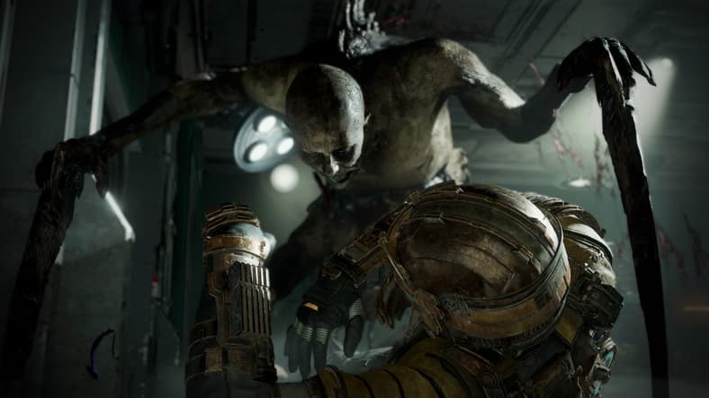 Isaac Clarke (Gunner Wright) falls prey to a Necromorph in Dead Space (2023), Electronic Arts