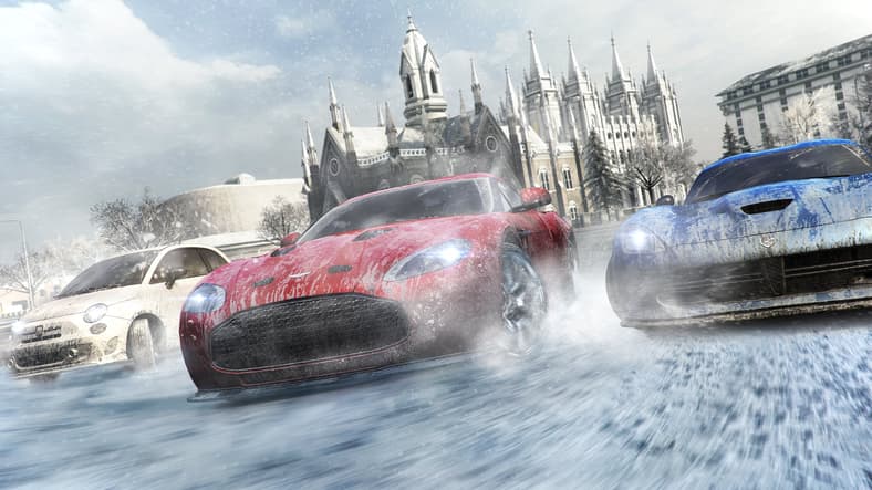 Salt Lake City's Slip and Slide challenge combines different architecture and snow in The Crew (2014), Ubisoft