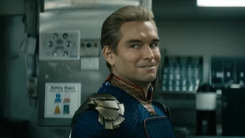 Homelander (Antony Starr) refuses to let Billy (Karl Urban) influence his son (Cameron Crovetti) in The Boys Season 4 (2024), Amazon