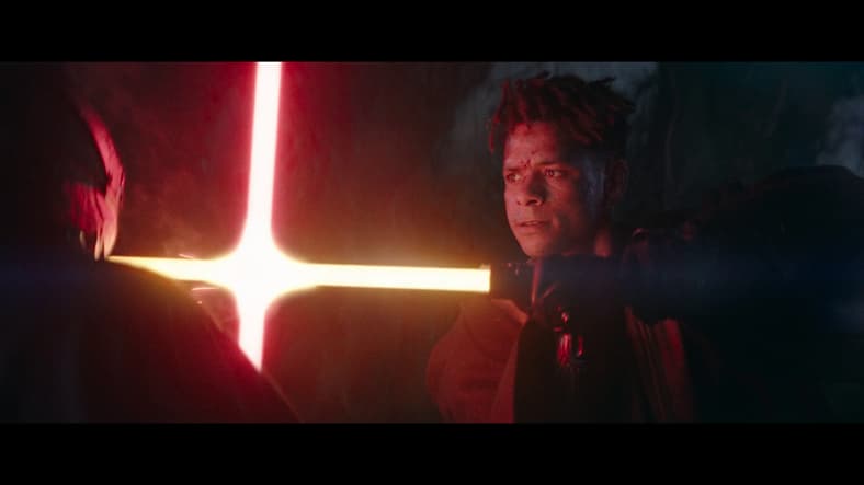 Stranger (Manny Jacinto) clashes with Yord Fandar in The Acolyte Season 1 Episode 5 "Night" (2024)