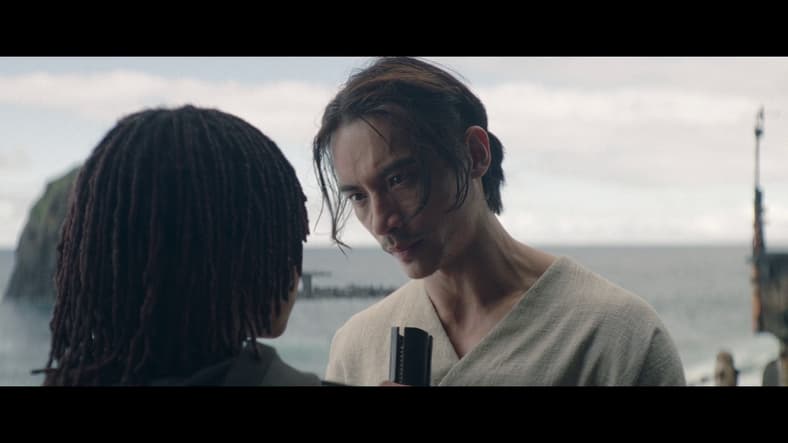 Qimir attempts to break Osha's view of the Jedi in The Acolyte Season 1 Episode 6, Disney