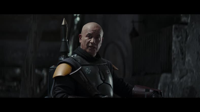 Boba Fett (Temuera Morrison) prepares to take on Cad Bane (Corey Burton) in The Book of Boba Fett