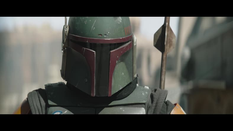 Boba Fett (Temuera Morrison) faces down Cad Bane (Corey Burton) in The Book of Boba Fett Chapter 7