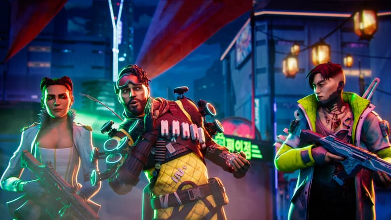 Mirage cracks wise with Loba and Crypto in Apex Legends (2019), Electronic Arts