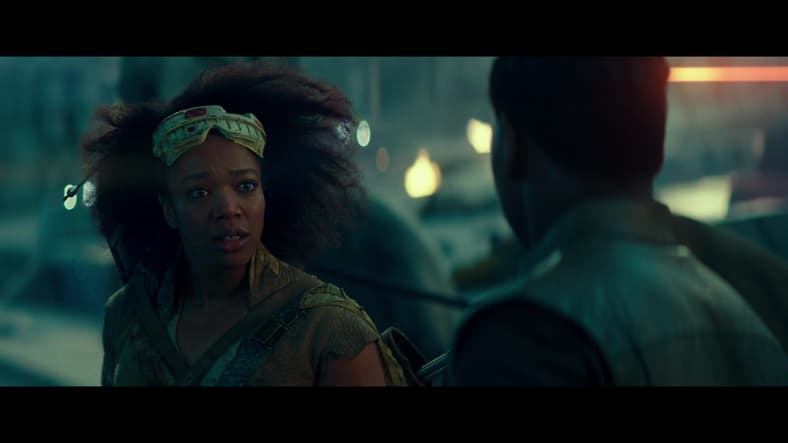 Jannah and Finn raid a Star Destroyer in Star Wars Episode IX: The Rise of Skywalker (2019)