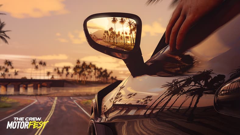 Rear-view mirrors show a pretty view in The Crew Motorfest (2023), Ubisoft